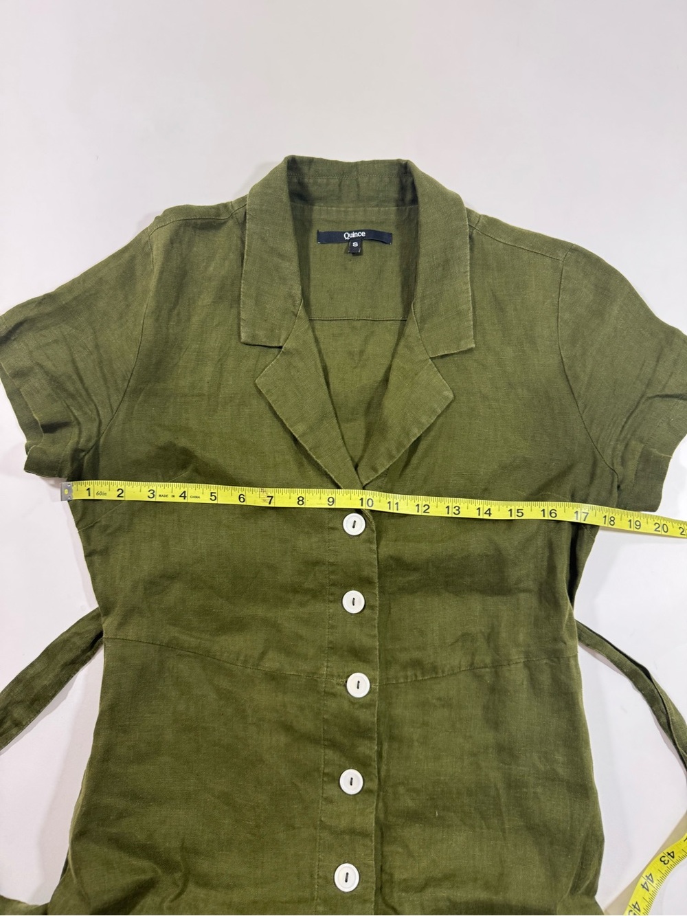 Quince European Linen Midi Dress Dark Olive - Picture 6 of 7